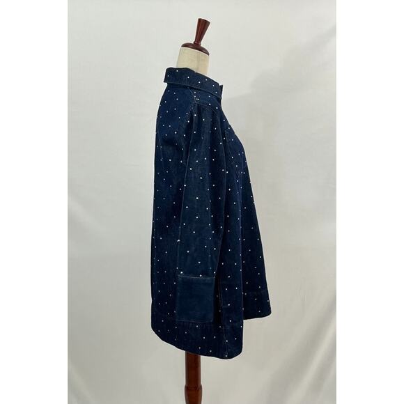 ALIGNE Sz 4 US Denim Rhinestone Mini Grace Long Sleeve Dress Indigo Diamonte NWT - Picture 8 of 13